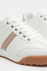 White Side Stripe Gum Sole Trainers In Extra Wide EEE Fit | Yours Clothing 5