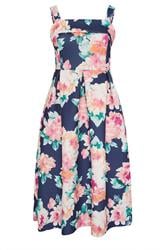 YOURS LONDON Curve Navy Blue Floral Midi Skater Dress