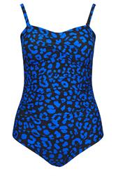 YOURS Plus Size Blue Leopard Print Premium Bandeau Swimsuit | Yours Clothing 9