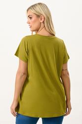 YOURS Plus Size Chartreuse Green Core T-Shirt | Yours Clothing 2