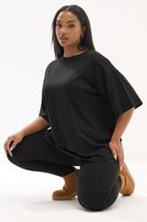 YOURS Plus Size Black T-Shirt & Legging Set | Yours Clothing 3