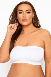 YOURS Plus Size White Seamless Padded Non-Wired Bandeau Bra | Yours Clothing 2