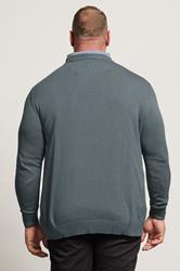 BadRhino Big & Tall Storm Blue Cable Knit Mock Shirt Jumper | BadRhino 2