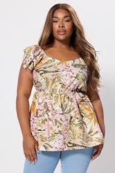 YOURS Plus Size Natural Brown Floral Bow Back Top | Yours Clothing 3