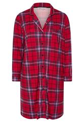 YOURS Plus Size Red Check Button Through Soft Touch Nightdress | Yours Clothing 5