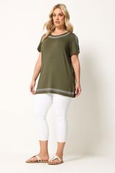 YOURS Plus Size Green Embroidered T-Shirt | Yours Clothing 1