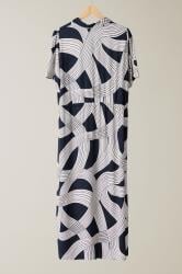 EVANS Plus Size Navy Blue Linear Print Midi Shirt Dress | Evans 6
