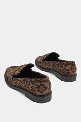 Brown Leopard Print Faux Suede Slip On Loafers In Extra Wide EEE Fit | Yours Clothing 4