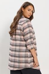 YOURS Plus Size Pink Check Boyfriend Shirt | Yours Clothing 2