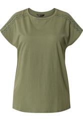 YOURS Curve Khaki Green Trim Detail T-Shirt