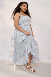 YOURS Plus Size Blue Tiered Textured Sundress | Yours Clothing 4