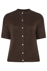YOURS Curve Chocolate Brown Short Sleeve Cardigan