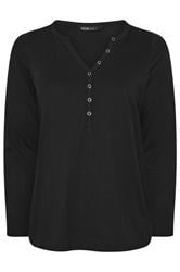 YOURS Curve Black Henley Top