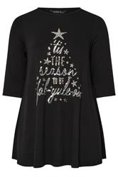EVANS Plus Size Black Sequin Christmas Tree Top | Evans 5