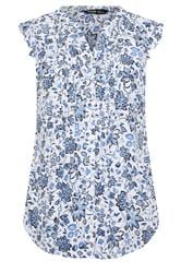 YOURS Plus Size Blue Floral Sleeveless Pintuck Blouse | Yours Clothing 5
