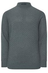 BadRhino Big & Tall Storm Blue Textured Crew Neck Knitted Jumper