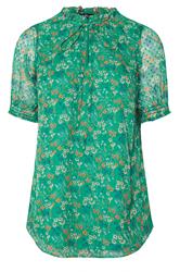 YOURS Plus Size Green Floral Print Tie Front Blouse | Yours Clothing 5