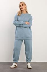 YOURS Plus Size Dusky Blue Cuffed Joggers | Yours Clothing 1