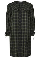YOURS Curve Khaki Green Check Collar Mini Dress
