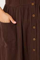 YOURS Plus Size Chocolate Brown Cheesecloth Sundress | Yours Clothing 4