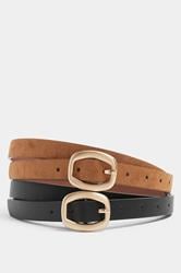 YOURSET 2 PACK Black & Brown Oval Buckle Belts | Yours Clothing 3