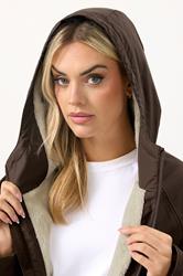 YOURS Plus Size Chocolate Brown Waterproof Fleece Lined Changing Robe | Yours Clothing 4
