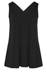 YOURS Curve Black Swing Vest Top
