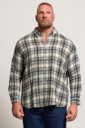 BadRhino Big & Tall Black & Tan Brown Brushed Checked Shirt | BadRhino 1