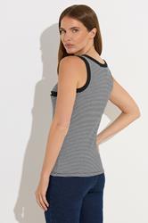 STAR Black Striped Ribbed Button Vest Top | StarByJM 2