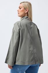 LIMITED COLLECTION Plus Size Stone Grey Funnel Neck Shacket | Yours Clothing 4