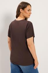 YOURS Plus Size Chocolate Brown Zebra Foil T-Shirt | Yours Clothing 2