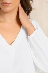 EVANS Plus Size White Pleat Front Long Sleeve Blouse | Evans 4