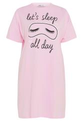 YOURS Plus Size 2 Pack Pink Eyemask Print Nightdress | Yours Clothing 8