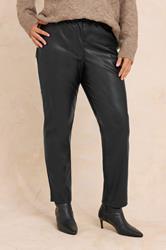 EVANS Plus Size Black Faux Leather Trousers | Evans 3