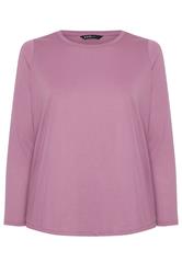 YOURS Curve Light Purple Long Sleeve Core T-Shirt