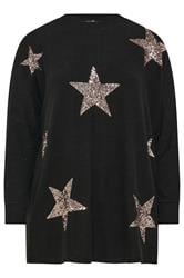 YOURS Curve Black Sequin Embellished Star Jumper