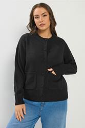 YOURS Plus Size Black Button Through Knitted Cardigan | Yours Clothing 3