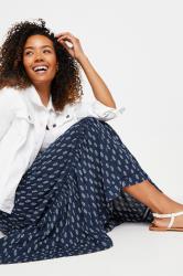 M&Co Navy Blue Floral Print Tiered Maxi Skirt | M&Co 4