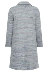 YOURS LUXURY Plus Size Blue Marl Button Front Midi Jacket | Yours Clothing 8