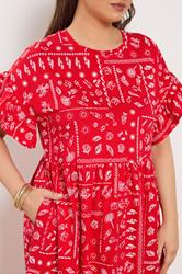 YOURS Plus Size Red Mixed Shell Midi Dress | Yours Clothing 4