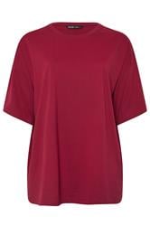 YOURS Curve Wine Red Relaxed Longline T-Shirt