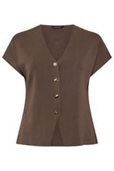 LIMITED COLLECTION Curve Chocolate Brown Short Sleeve Compact Knitted Top