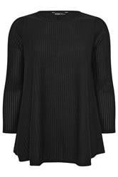 YOURS Curve Black Soft Touch Ribbed Long Sleeve Top