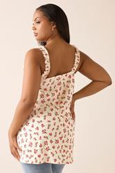 YOURS Plus Size Yellow Ditsy Floral Tie Neck Frill Cami Top | Yours Clothing 4