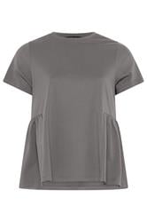 LIMITED COLLECTION Curve Grey Peplum Side Detail T-Shirt