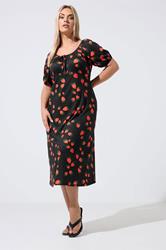 LIMITED COLLECTION Plus Size Black Strawberry Tea Dress | Yours Clothing 1