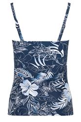 M&Co Navy Blue Tropical Print Twist Front Tankini Top | M&Co 7