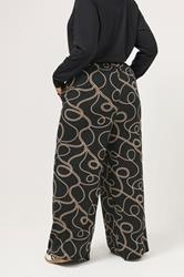 YOURS Plus Size Black Chain Print Wide Leg Trousers | Yours Clothing 2