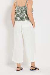 YOURS Plus Size White Linen Cropped Wide Leg Trousers | Yours Clothing 2