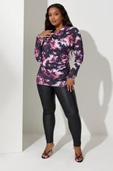 YOURS LONDON Plus Size Purple Floral Print Wrap Top | Yours Clothing 2
